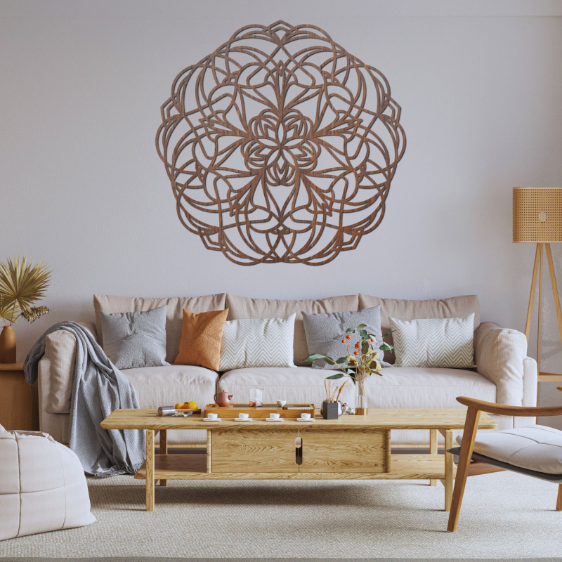 Geschnitzte Wanddekoration Mandala aus Holz - MOLLIS