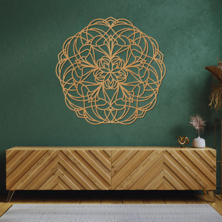 Geschnitzte Mandala-Wanddekoration aus Holz - MOLLIS