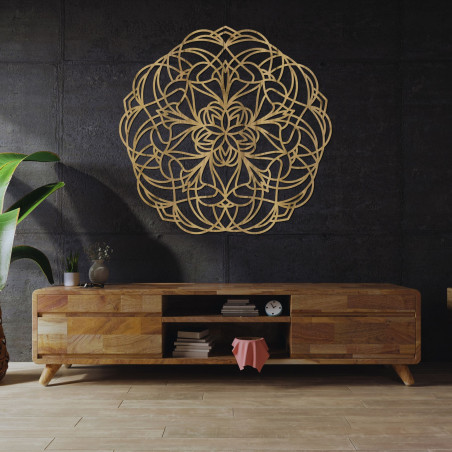 Wandmandala aus Naturholz für ein modernes Interieur