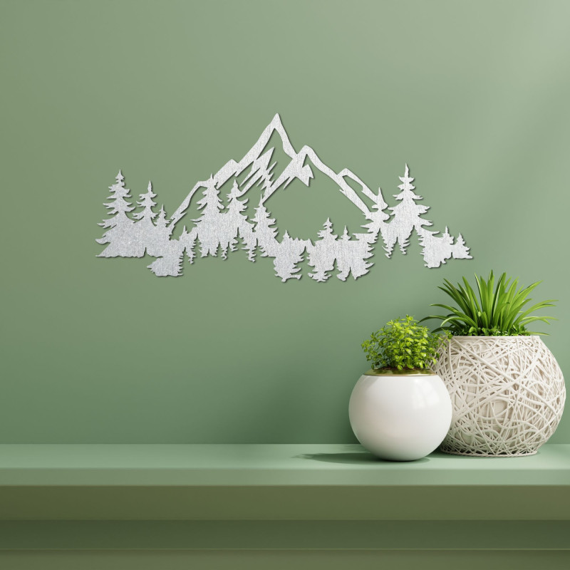 Majestätische Berge und Wälder in einer zarten dekorativen Illustration