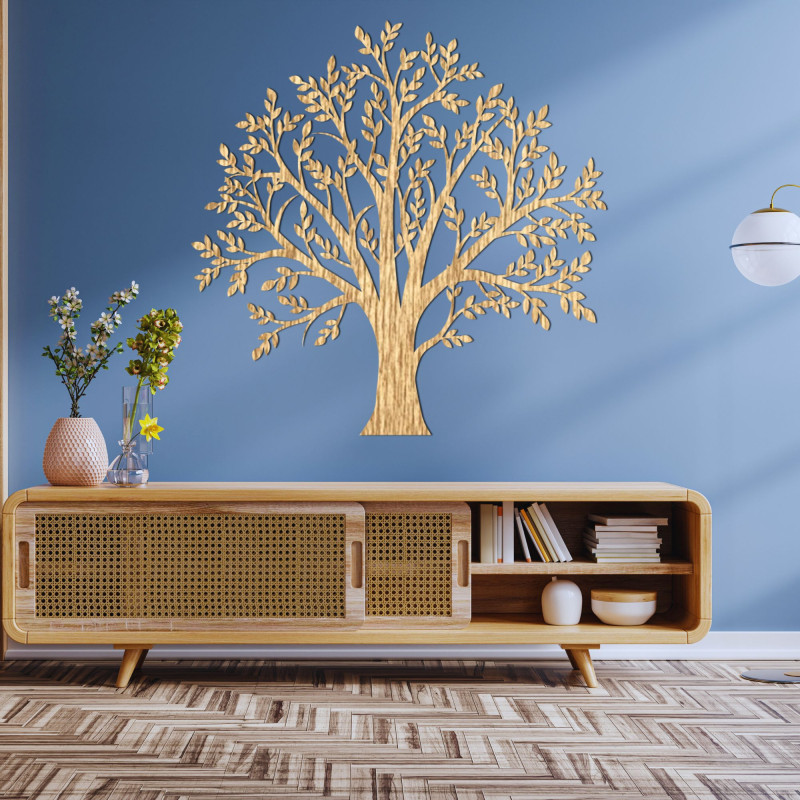 Lebensbaum aus Holz als moderne Wanddekoration