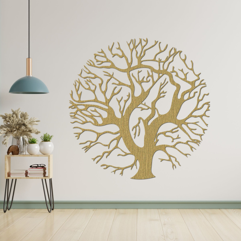 Stilvolles Gemälde „Baum des Lebens“ aus Holz für ein gemütliches Zuhause