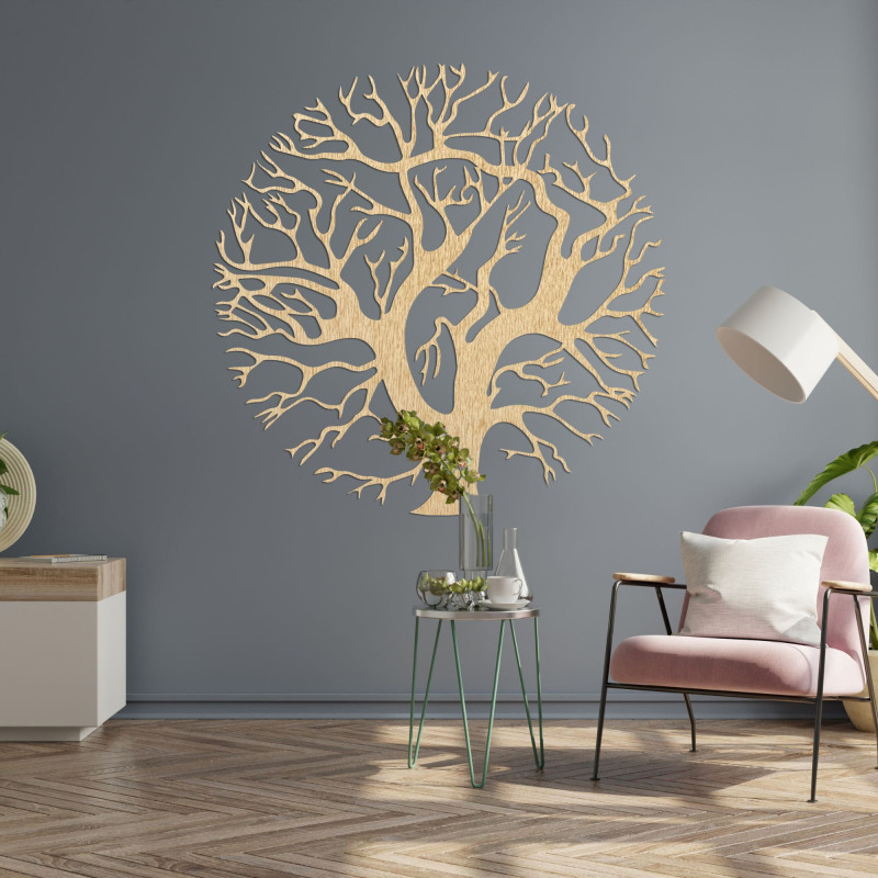 Holzbild „Baum des Lebens“ an der Wand für ein modernes Interieur