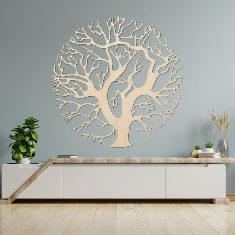 Holzbild „Baum des Lebens“ an der Wand für ein modernes Interieur