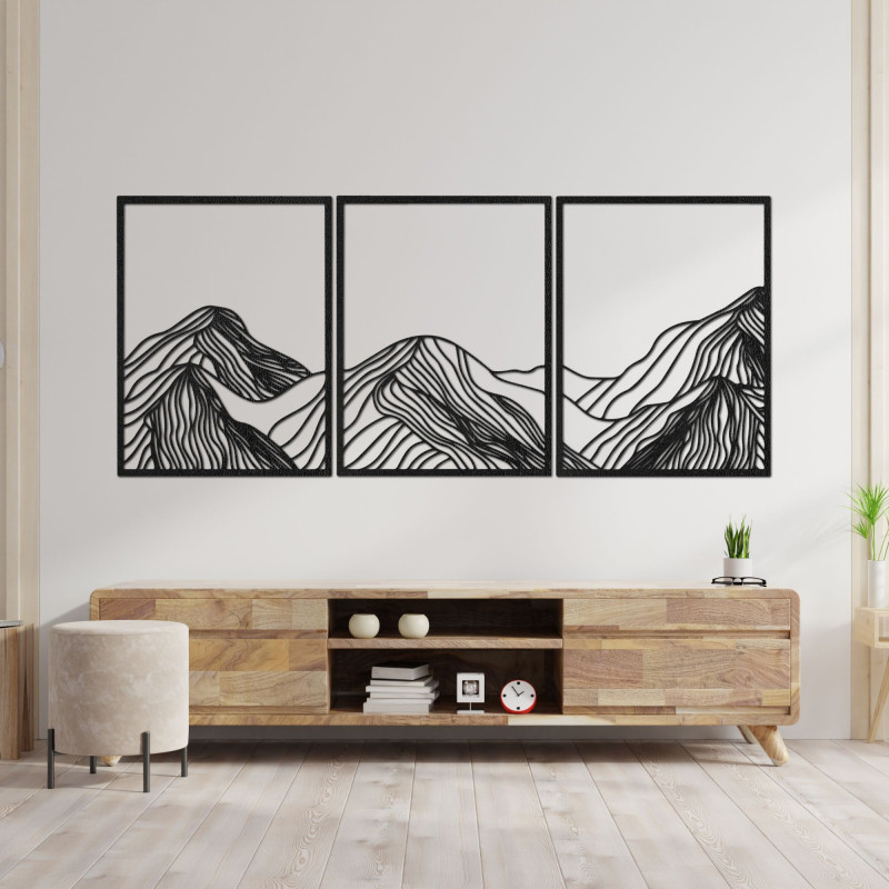 Dreiteilige Blumenwanddekoration – ein modernes Gemälde für das Wohnzimmer mit natürlichem Design.
