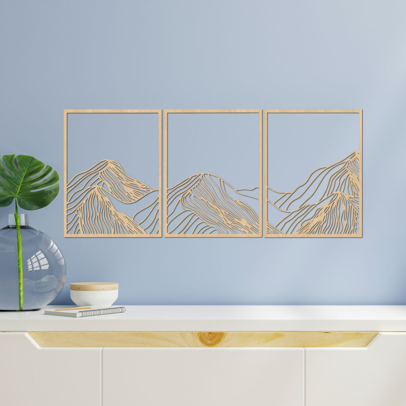 Dreiteilige Blumenwanddekoration – ein modernes Gemälde für das Wohnzimmer mit natürlichem Design.