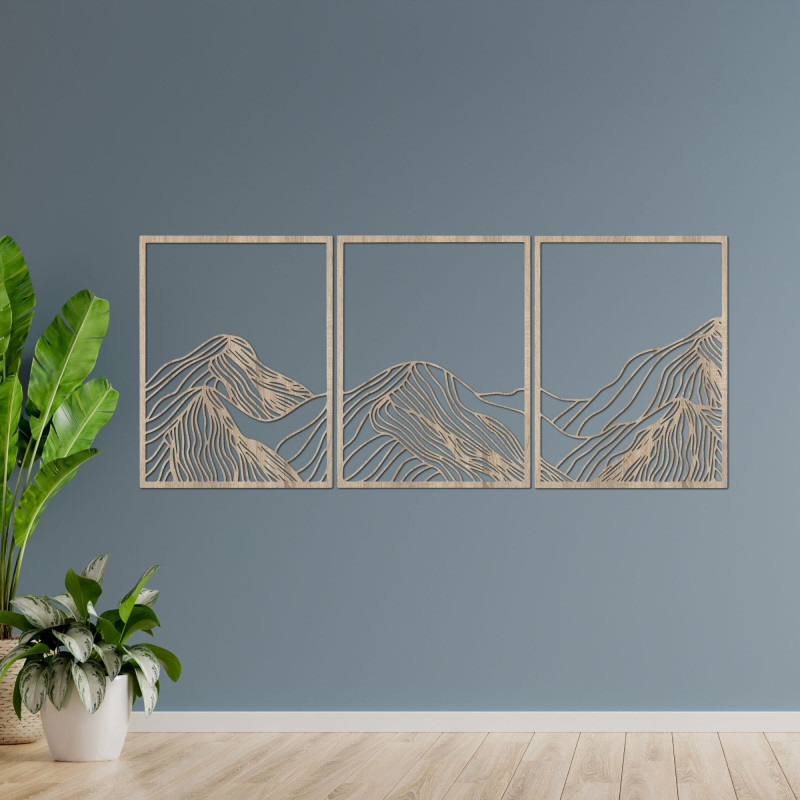 Dreiteilige Blumenwanddekoration – ein modernes Gemälde für das Wohnzimmer mit natürlichem Design.