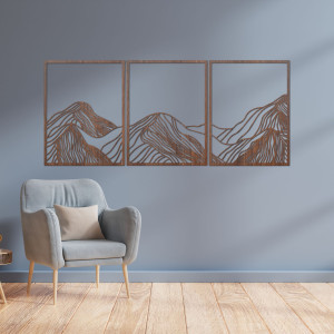 Dreiteilige Blumenwanddekoration – ein modernes Gemälde für das Wohnzimmer mit natürlichem Design.