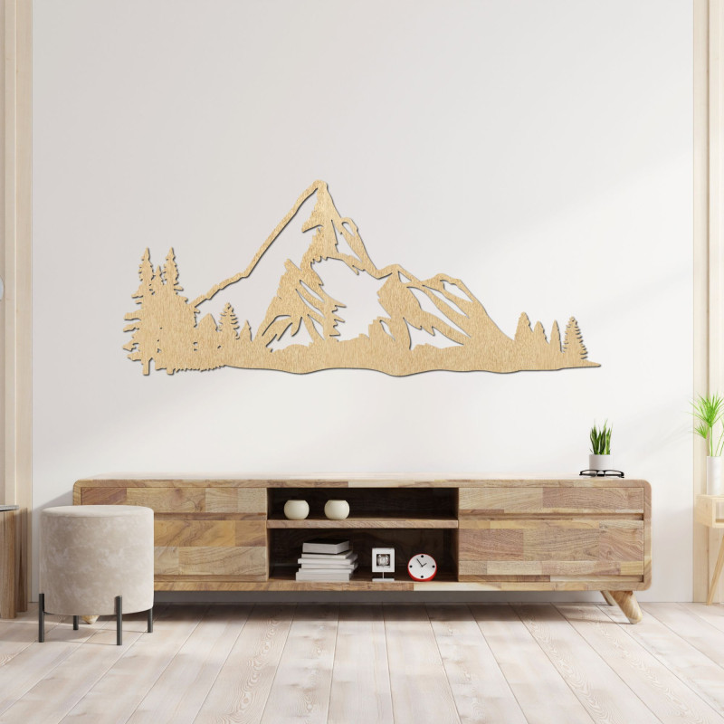 Wanddekoration aus Holz Majestätische Berge - MAGNUS