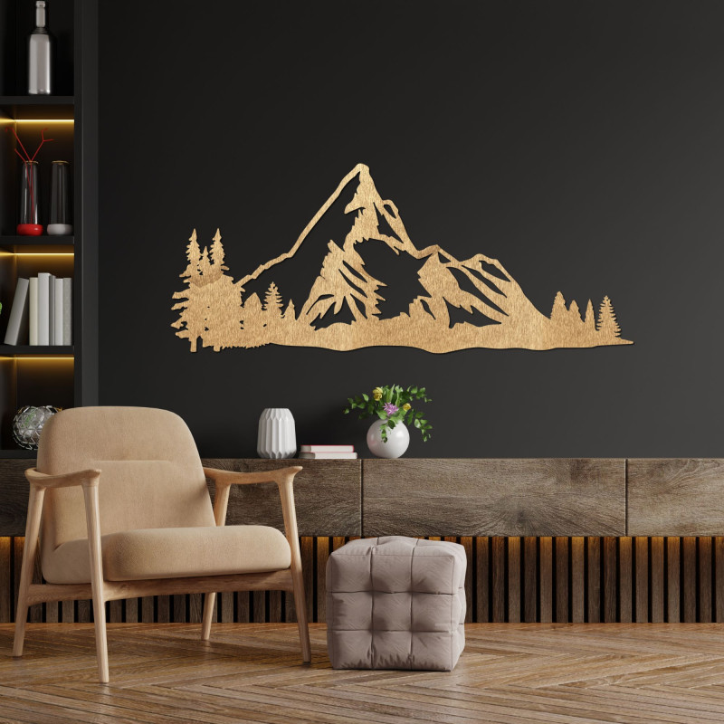 Wanddekoration aus Holz: Majestätische Berge – MAGNUS