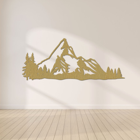Elegantes Holzbild mit Berg- und Waldmotiv für ein stilvolles Interieur
