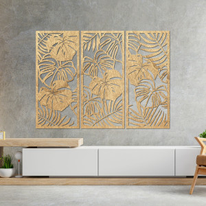 Dreiteiliges Wandbild mit Monstera-Blatt - TROPICI 2