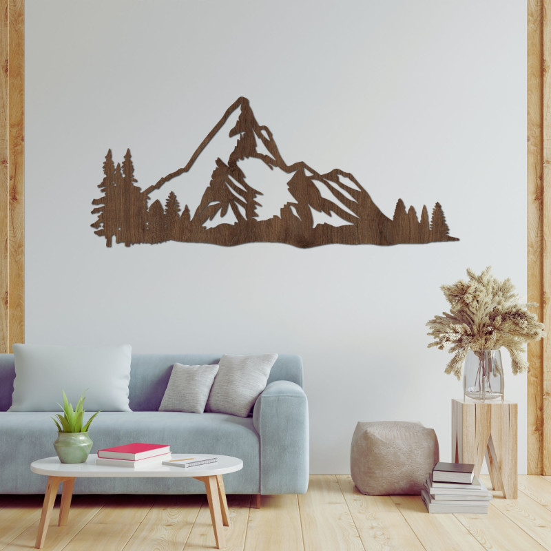 Geschnitzte Holzdekoration, Berglandschaft - MONTANA