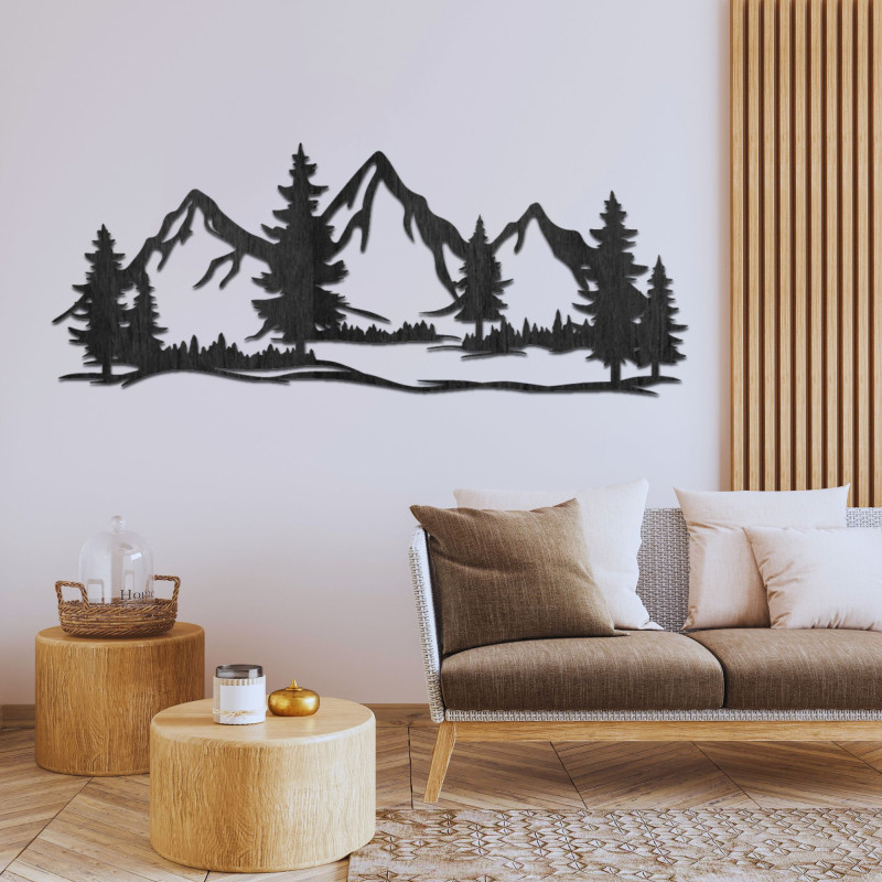 Wanddekoration aus Holz – gewaltige Berge und Wald – MAGNA