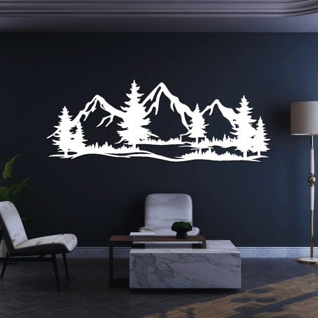 Wanddekoration aus Holz – mächtige Berge und Wald | MAGNA