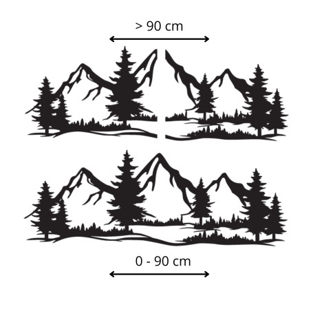 Ein Wandbild aus Holz mit einem Motiv aus Bergen und Wäldern bringt die Atmosphäre wilder Natur in Ihr Zuhause.