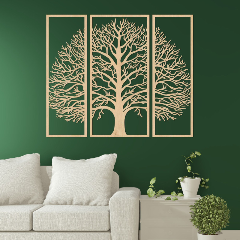 Dreiteilige Wanddekoration aus Holz exklusiver...