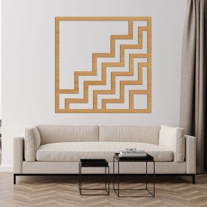 Moderne Wanddekoration aus Holz mit markantem geometrischem Zickzackmuster