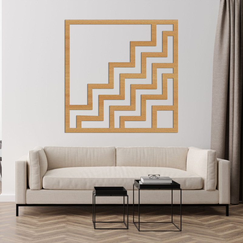 Moderne Wanddekoration aus Holz mit markantem geometrischem Zickzackmuster