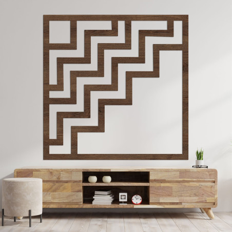 Holzbild mit geometrischem Motiv in Braun für modernes Wohnen