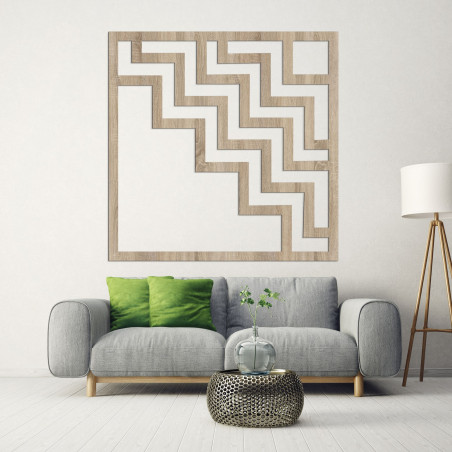Geometrische Wanddekoration aus Holz in Braun mit modernem abstraktem Muster