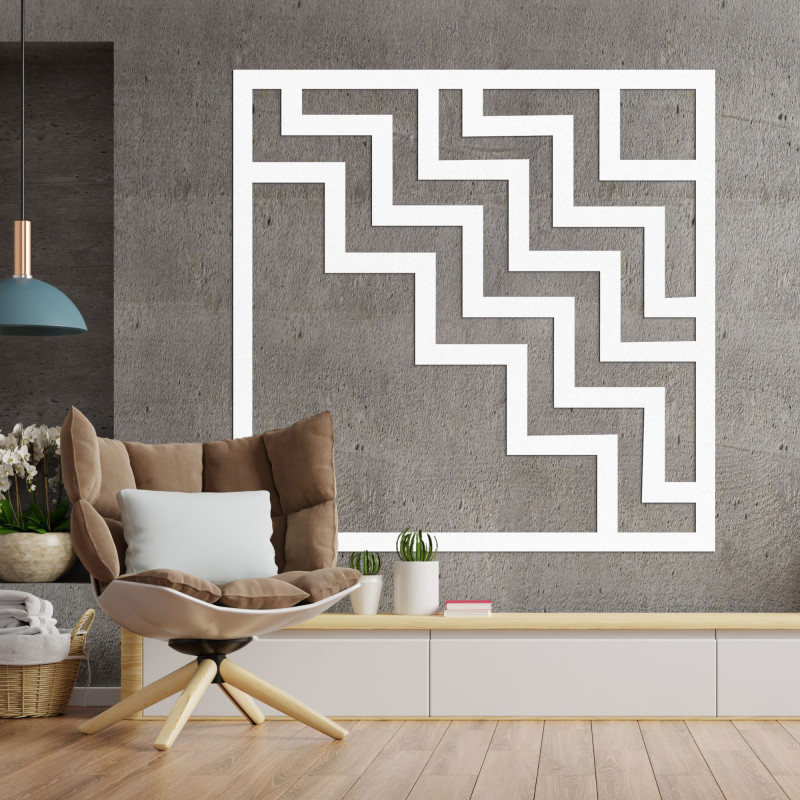 Moderne Wanddekoration aus Holz mit markantem geometrischem Zickzackmuster