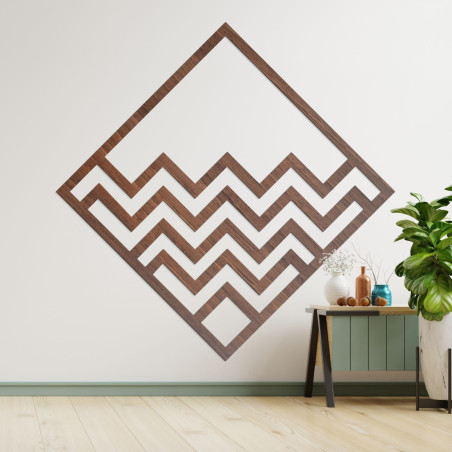 Geometrische Wanddekoration aus Holz in Braun mit modernem abstraktem Muster
