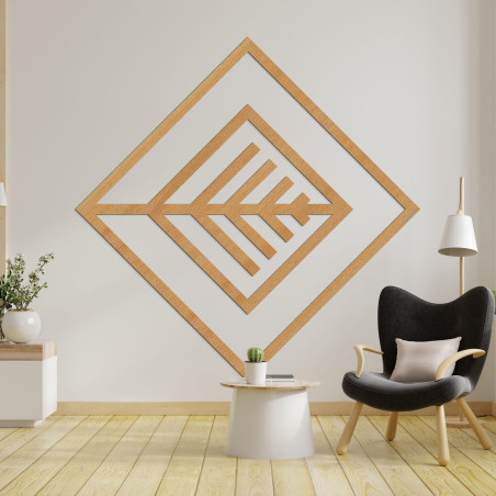 Geometrisches Holzbild mit minimalistischem Design für die Wand