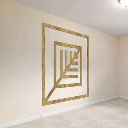 Geometrisches Holzbild mit minimalistischem Design für die Wand