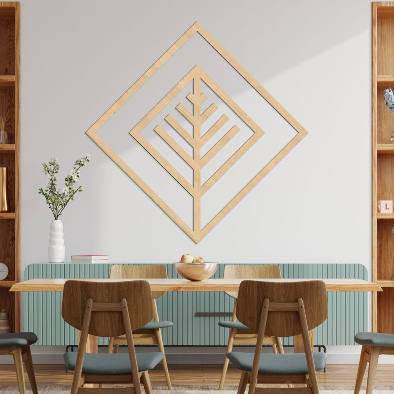 Moderne geometrische Wanddekoration aus Holz für ein stilvolles Interieur