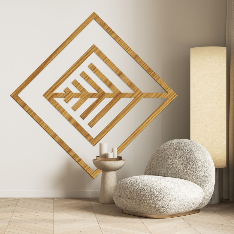Geometrisches Holzbild mit minimalistischem Design für die Wand