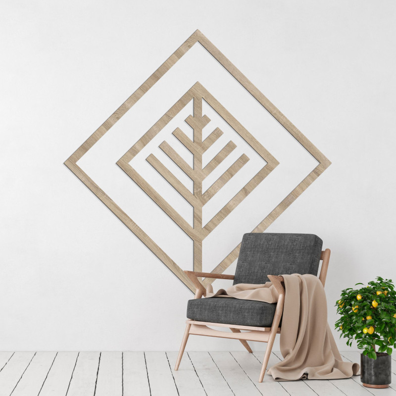 Moderne geometrische Wanddekoration aus Holz für ein stilvolles Interieur