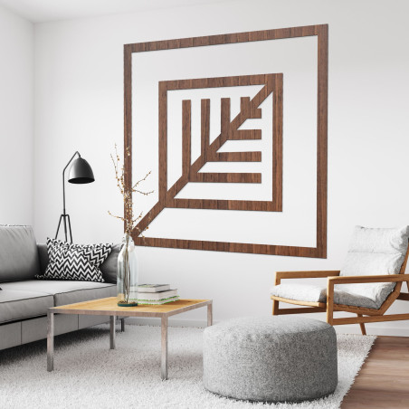 Moderne geometrische Wanddekoration aus Holz für ein stilvolles Interieur