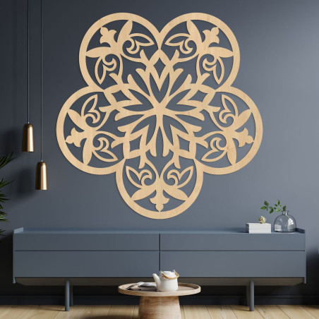 Wanddekoration aus Holz Mandala geheimnisvolle Blume - AURELIA