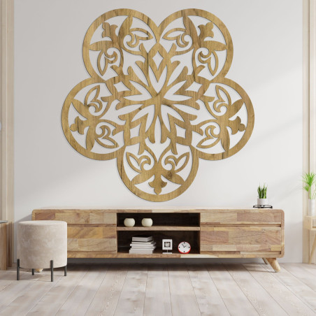 Wanddekoration aus Holz Mandala geheimnisvolle Blume - AURELIA