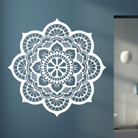 Wanddekoration aus Holz mit Mandala-Symbolik der Lotusblume - MYSTICA