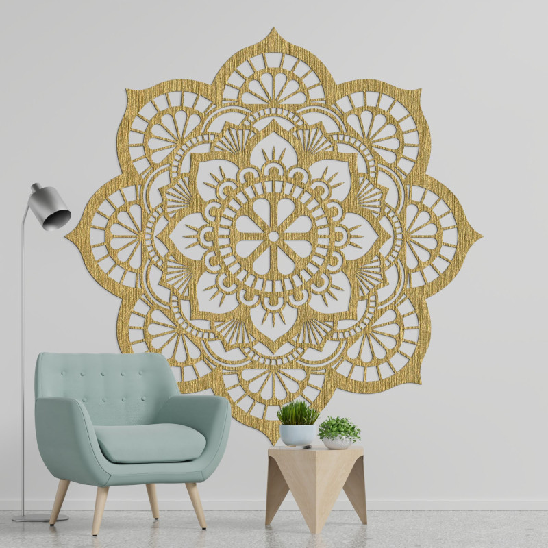 Natürliche Wanddekoration aus Holz in Form einer blühenden Blume