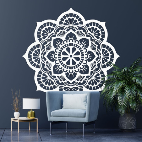 Mandala-Wandmalerei aus Holz mit Lotusblumenmotiv - LOTOIS