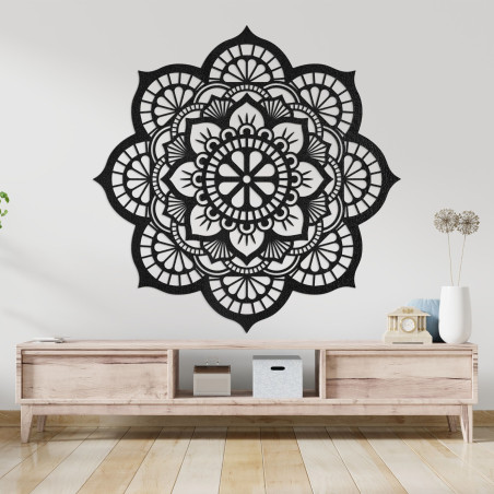 Mandala-Wandmalerei aus Holz mit Lotusblumenmotiv - LOTOIS