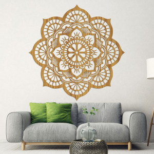 Mandala-Wandmalerei aus Holz mit Lotusblumenmotiv - LOTOIS
