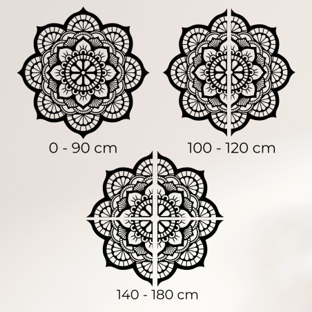 Aus Holz geschnitzte Mandala-Wanddekoration mit detailliertem Blumenmuster