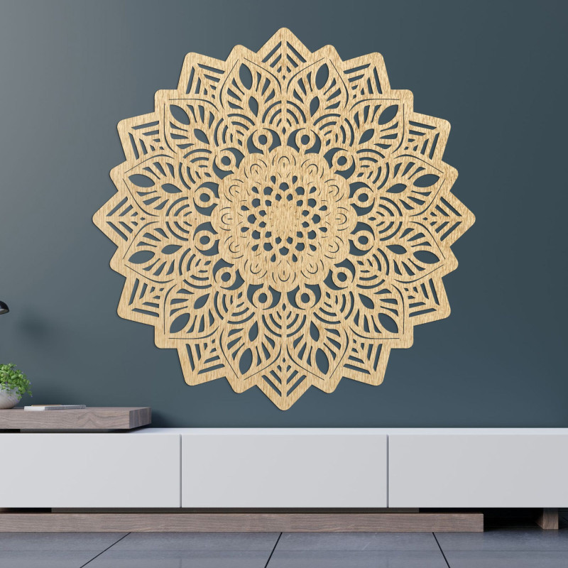 Geschnitzte Wanddekoration aus Holz Mandala...