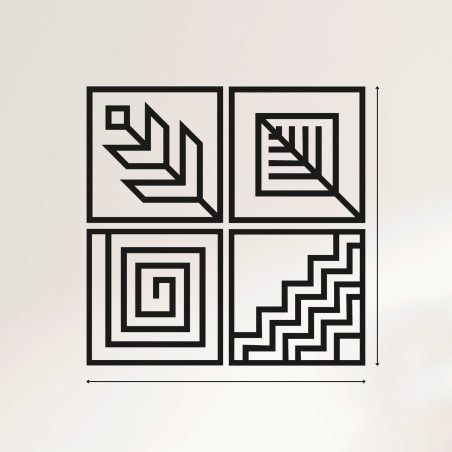 4-teiliges geometrisches Wandkunst-Set aus Holz