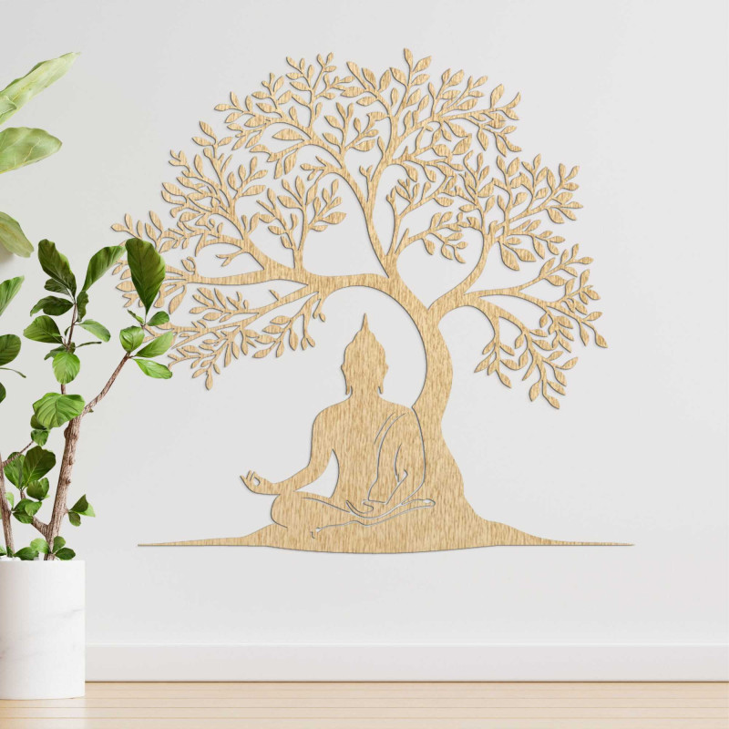 Holzdekoration Buddha und Baum des Lebens - MEARNE