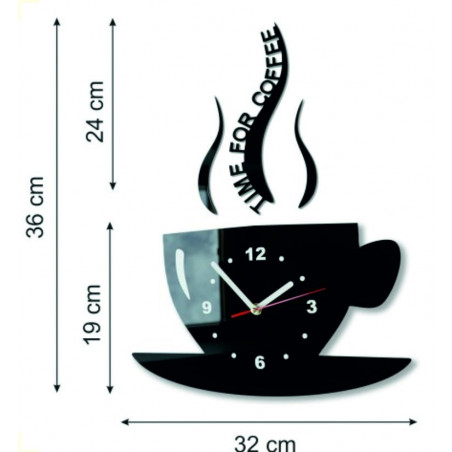 Abmessungen der X-momo Wanduhr. Design-Wanduhr aus PMMA