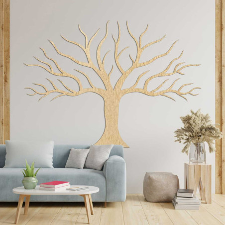 Der minimalistische Lebensbaum aus Holz verleiht Ihrem Interieur eine elegante, natürliche Note.