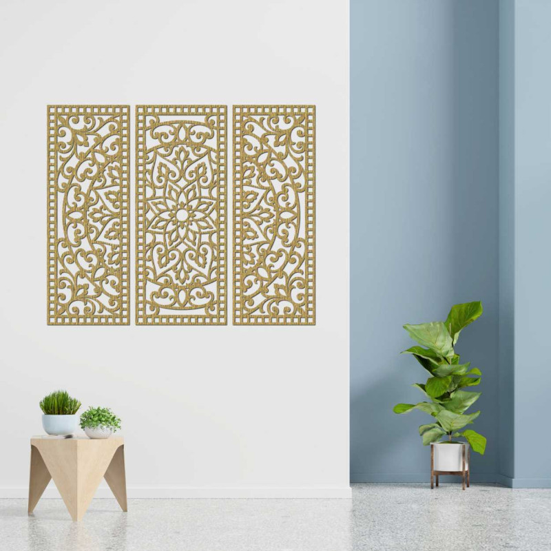 Wanddekoration dreiteiliges Mandala-Panel -...