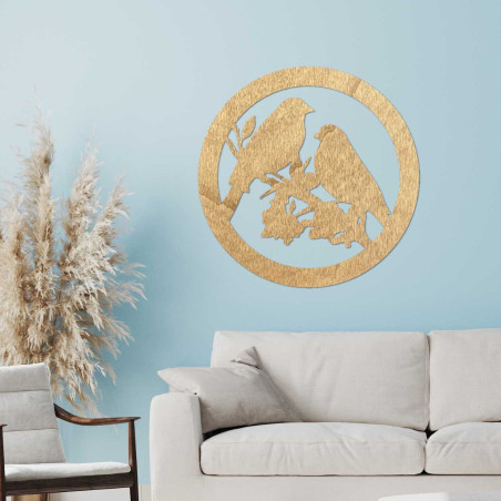 Holzwandbild Vögel auf einem Ast