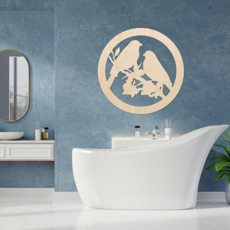 Holzwandbild Vögel auf einem Ast