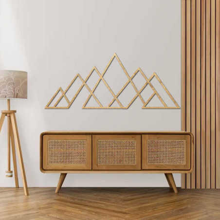 Geometrisches Bergmotiv – Wanddekoration aus Holz im modernen Stil für Natur- und Minimalismusliebhaber.